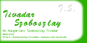 tivadar szoboszlay business card